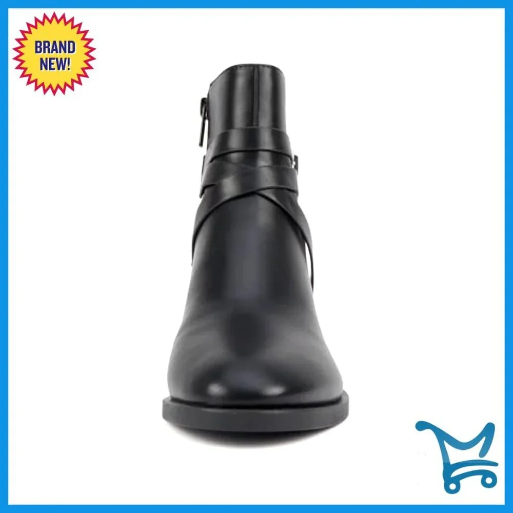Women's Round Toe Ankle Boots with Side Zipper Block Heel